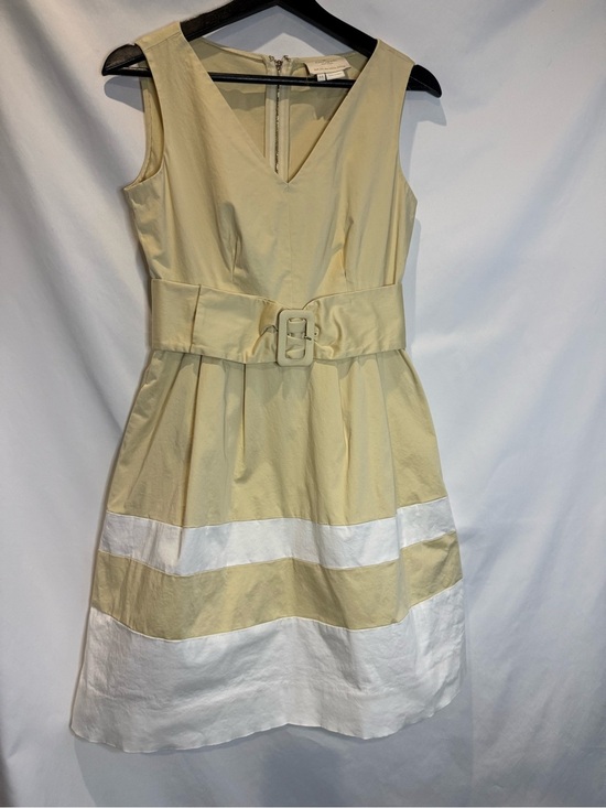 kate spade Dresses & Skirts - kate spade Yellow and White Belted Midi Dress size 6 100% Cotton Preppy Luxury